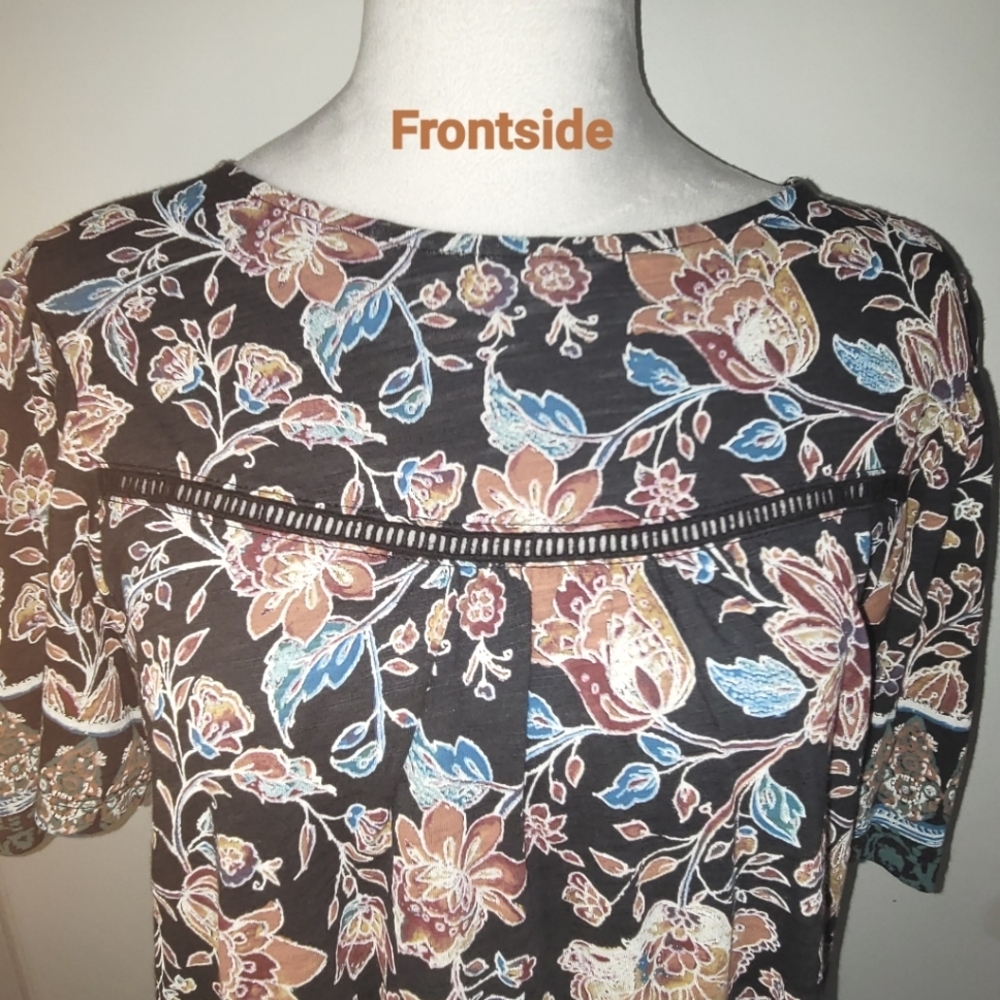 Lucky Brand Womens Size Small, Bell Short Sleeves, Floral Paisly Blouse, NWT
